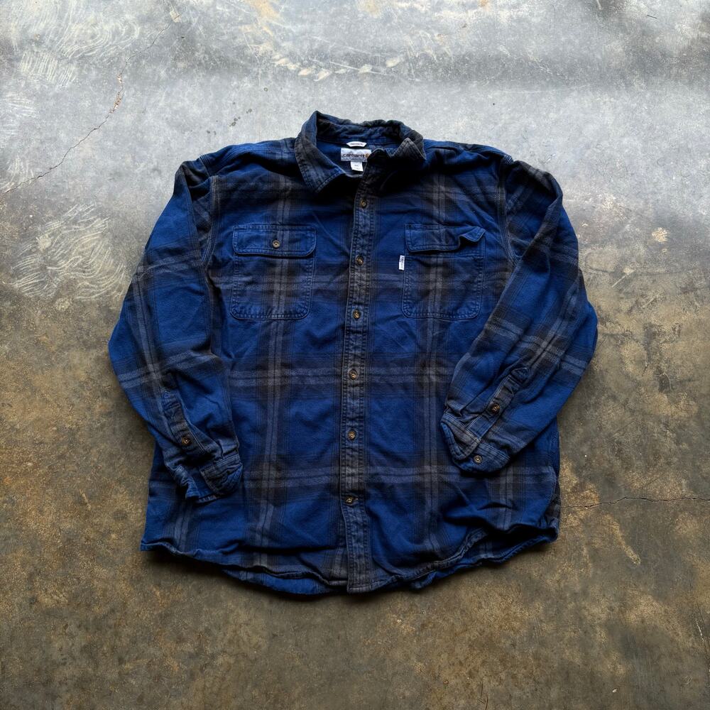 Beautiful‎ Vintage Y2K Carhartt Blue Thick Flannel Shirt